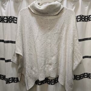 Loft cream colored black speckled knit turtleneck sweater oversized boxy XS